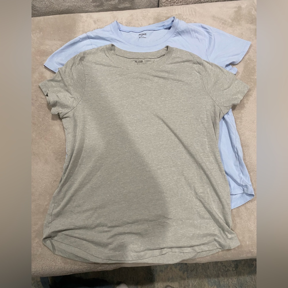 Madewell Light Blue and Light Green Crew Neck Tees